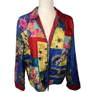 Chico’s 100% Silk‎ Colorful Patchwork Stitch Detail| Size 1